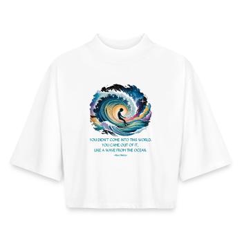 Welle aus dem Ozean | Zitat von Alan Watts - Boxy Frauen Recyceltes 1/2 Sleeved T-Shirt by Stanley/Stella - Weiß - Vorne - AI Model Female 172 dark (172cm)