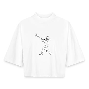 Lacrosse Player Sketch - Boxy Women's Recycled 1/2 Sleeved T-Shirt by Stanley/Stella - white - Front - AI Model Female 172 dark (172cm)