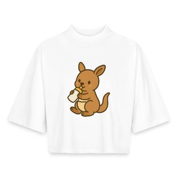 Milk time in a bag - Boxy Women's Recycled 1/2 Sleeved T-Shirt by Stanley/Stella - white - Front - AI Model Female 172 dark (172cm)