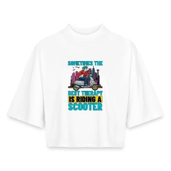 Scooter Sometimes The Best Therapy Is Scootering - Boxy Women's Recycled 1/2 Sleeved T-Shirt by Stanley/Stella - white - Front - AI Model Female 172 dark (172cm)