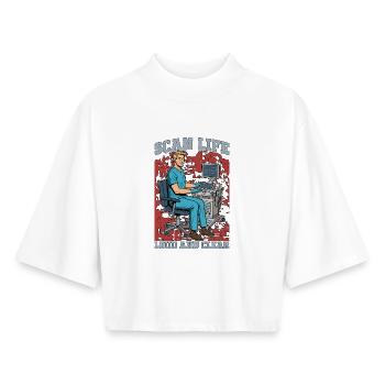 Sonographer Scan Life Loud And Clear Ultrasound - Boxy Women's Recycled 1/2 Sleeved T-Shirt by Stanley/Stella - white - Front - AI Model Female 172 dark (172cm)