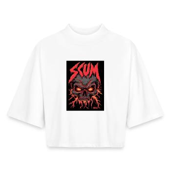 Skull Inferno Graphic Tee - Boxy Women's Recycled 1/2 Sleeved T-Shirt by Stanley/Stella - white - Front - AI Model Female 172 dark (172cm)