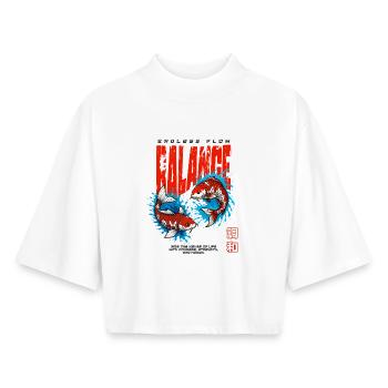 Koi Fish - Balance - Boxy Women's Recycled 1/2 Sleeved T-Shirt by Stanley/Stella - white - Front - AI Model Female 172 dark (172cm)