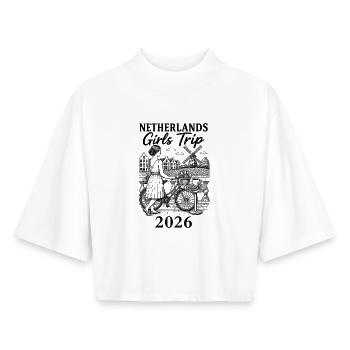 Nachtstern Muster - Boxy Frauen Recyceltes 1/2 Sleeved T-Shirt by Stanley/Stella - Weiß - Vorne - AI Model Female 172 dark (172cm)