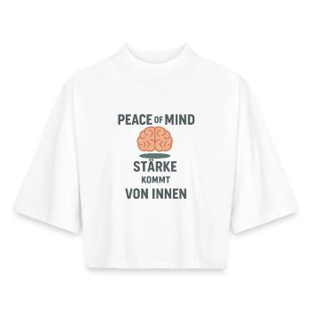 Peace of Mind – Strength comes from within Mindset - Boxy Women's Recycled 1/2 Sleeved T-Shirt by Stanley/Stella - white - Front - AI Model Female 172 dark (172cm)
