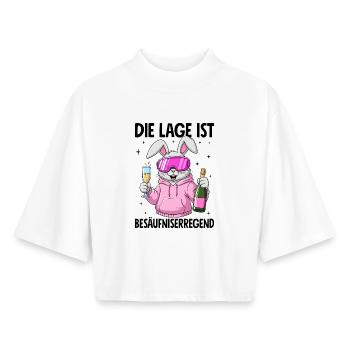 Die Lage Ist Besäufniserregend - Boxy Frauen Recyceltes 1/2 Sleeved T-Shirt by Stanley/Stella - Weiß - Vorne - AI Model Female 172 dark (172cm)