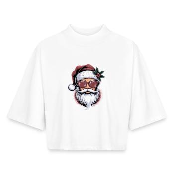 Hipster Santa Sunglasses - Boxy Women's Recycled 1/2 Sleeved T-Shirt by Stanley/Stella - white - Front - AI Model Female 172 dark (172cm)