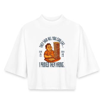 All You Can Eat - Boxy Women's Recycled 1/2 Sleeved T-Shirt by Stanley/Stella - white - Front - AI Model Female 172 dark (172cm)
