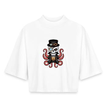 Oktopus Im Steampunk Stil Mit Monokel - Boxy Frauen Recyceltes 1/2 Sleeved T-Shirt by Stanley/Stella - Weiß - Vorne - AI Model Female 172 dark (172cm)