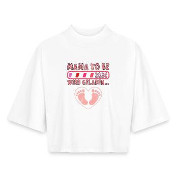 Soon mom mom to be will be loaded funny - Boxy Women's Recycled 1/2 Sleeved T-Shirt by Stanley/Stella - white - Front - AI Model Female 172 dark (172cm)