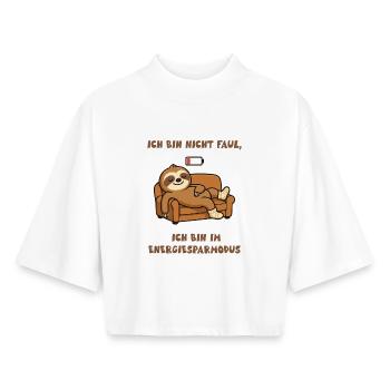 Sloth Power Saving Mode Design - Boxy Women's Recycled 1/2 Sleeved T-Shirt by Stanley/Stella - white - Front - AI Model Female 172 dark (172cm)