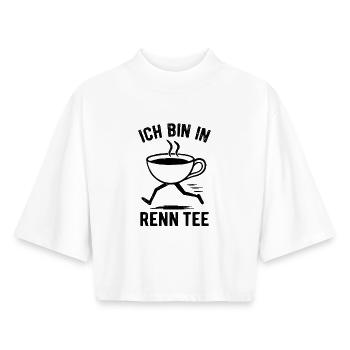 T-shirt de course - Pension Pun, Pensioner - T-shirt femme coupe boxy recyclé manches mi-longues Stanley/Stella - blanc - Devant - AI Model Female 172 dark (172cm)