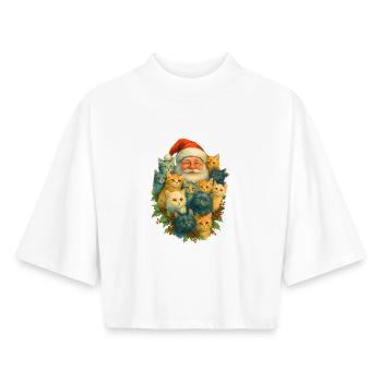 Santa Katzenvielfalt - Boxy Frauen Recyceltes 1/2 Sleeved T-Shirt by Stanley/Stella - Weiß - Vorne - AI Model Female 172 dark (172cm)