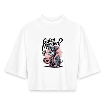 Moustache sombre du matin avec café - T-shirt femme coupe boxy recyclé manches mi-longues Stanley/Stella - blanc - Devant - AI Model Female 172 dark (172cm)