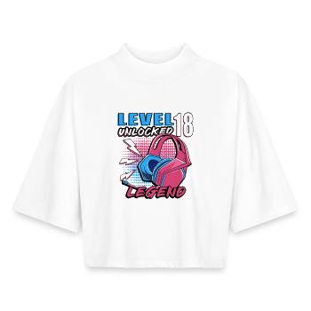 Level freigeschaltet 18 Legende - Boxy Frauen Recyceltes 1/2 Sleeved T-Shirt by Stanley/Stella - Weiß - Vorne - AI Model Female 172 dark (172cm)