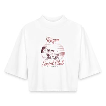 Rügen Ostsee Design Strand Urlaub - Boxy Frauen Recyceltes 1/2 Sleeved T-Shirt by Stanley/Stella - Weiß - Vorne - AI Model Female 172 dark (172cm)