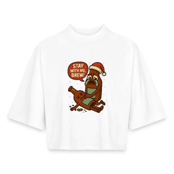 Noël drôle pour hommes en bouteille de bière - T-shirt femme coupe boxy recyclé manches mi-longues Stanley/Stella - blanc - Devant - AI Model Female 172 dark (172cm)
