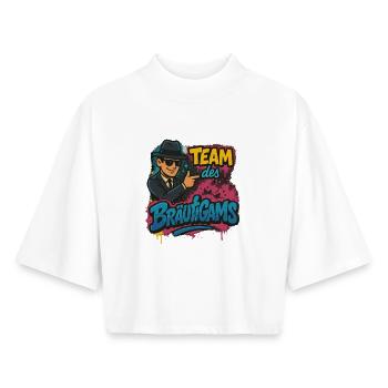 Team des Bräutigams, Graffiti JGA Shirt - Boxy Frauen Recyceltes 1/2 Sleeved T-Shirt by Stanley/Stella - Weiß - Vorne - AI Model Female 172 dark (172cm)