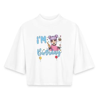 I'm The Birthday Girl - Boxy Frauen Recyceltes 1/2 Sleeved T-Shirt by Stanley/Stella - Weiß - Vorne - AI Model Female 172 dark (172cm)