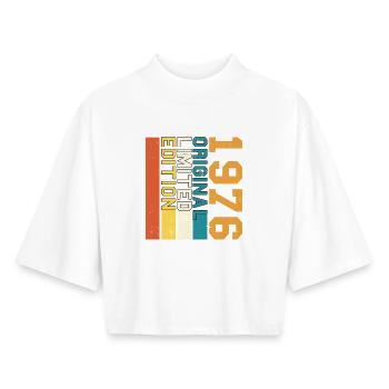 1976 Vintage Birthday Original Retro Gift 76 - Boxy Women's Recycled 1/2 Sleeved T-Shirt by Stanley/Stella - white - Front - AI Model Female 172 dark (172cm)
