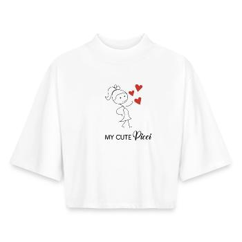 Cute Girl with Little Hearts - Boxy Women's Recycled 1/2 Sleeved T-Shirt by Stanley/Stella - white - Front - AI Model Female 172 dark (172cm)