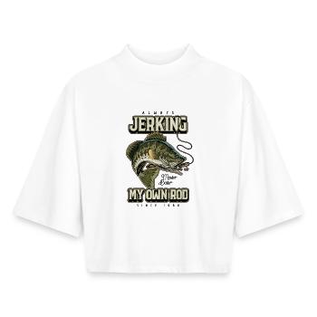 Always Jerking My Rod Funny Fishing Born 1988 - Boxy Women's Recycled 1/2 Sleeved T-Shirt by Stanley/Stella - white - Front - AI Model Female 172 dark (172cm)