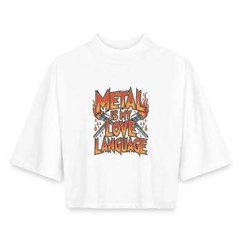 Le métal soudeur est mon langage d’amour : soudure en métal - T-shirt femme coupe boxy recyclé manches mi-longues Stanley/Stella - blanc - Devant - AI Model Female 172 dark (172cm)