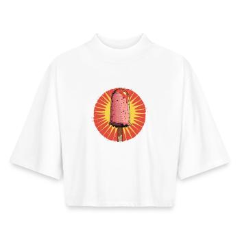 Graphique de glace - T-shirt femme coupe boxy recyclé manches mi-longues Stanley/Stella - blanc - Devant - AI Model Female 172 dark (172cm)