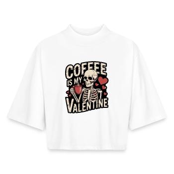 Coffee Is My Valentine - Boxy Women's Recycled 1/2 Sleeved T-Shirt by Stanley/Stella - white - Front - AI Model Female 172 dark (172cm)