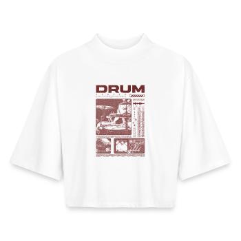 Rock Drummer Drum Player Streetwear - Boxy Women's Recycled 1/2 Sleeved T-Shirt by Stanley/Stella - white - Front - AI Model Female 172 dark (172cm)