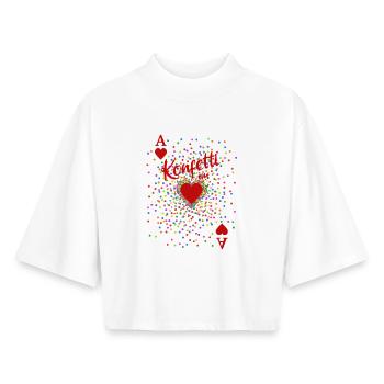 Costume de confettis Heart Ace | Déguisement de carnaval - T-shirt femme coupe boxy recyclé manches mi-longues Stanley/Stella - blanc - Devant - AI Model Female 172 dark (172cm)