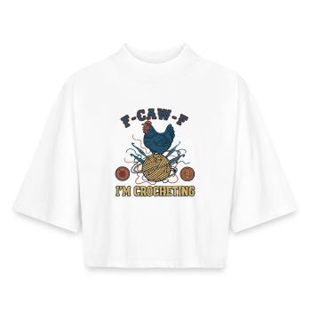 Lustiger Häkelliebhaber F caw F ich häkele Garn - Boxy Frauen Recyceltes 1/2 Sleeved T-Shirt by Stanley/Stella - Weiß - Vorne - AI Model Female 172 dark (172cm)
