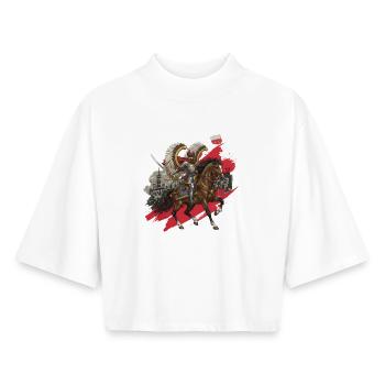 Polnische Flügelhusarenfreiheit 1918 - Boxy Frauen Recyceltes 1/2 Sleeved T-Shirt by Stanley/Stella - Weiß - Vorne - AI Model Female 172 dark (172cm)