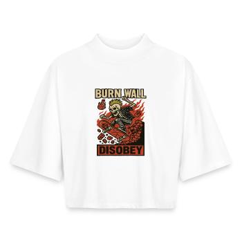 Burning Wall Skater Skeleton - Boxy Women's Recycled 1/2 Sleeved T-Shirt by Stanley/Stella - white - Front - AI Model Female 172 dark (172cm)