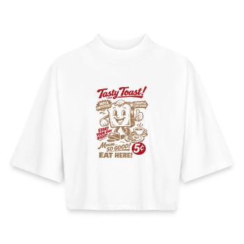 Tasty Toast Vintage Snack | Retro Frühstück - Boxy Frauen Recyceltes 1/2 Sleeved T-Shirt by Stanley/Stella - Weiß - Vorne - AI Model Female 172 dark (172cm)