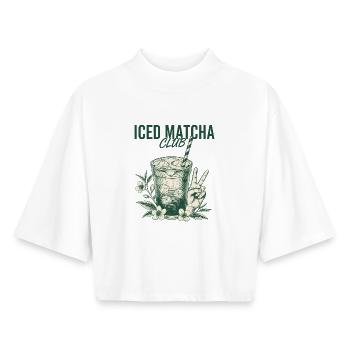 Iced Matcha Club Green Tea Matcha Latte Lover - Boxy Frauen Recyceltes 1/2 Sleeved T-Shirt by Stanley/Stella - Weiß - Vorne - AI Model Female 172 dark (172cm)