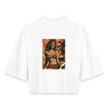 Pin-Up Beach Retro - Boxy Women's Recycled 1/2 Sleeved T-Shirt by Stanley/Stella - white - Front - AI Model Female 172 dark (172cm)
