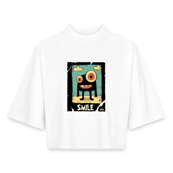 One-eyed monster in the sand - Boxy Women's Recycled 1/2 Sleeved T-Shirt by Stanley/Stella - white - Front - AI Model Female 172 dark (172cm)