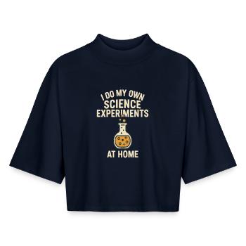 Self-contained science experiments at home - Boxy Women's Recycled 1/2 Sleeved T-Shirt by Stanley/Stella - navy - Front - AI Model Female 172 light (172cm)