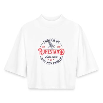 Rentenalter 2027 Liegestuhl Vintage Ruhestand - Boxy Frauen Recyceltes 1/2 Sleeved T-Shirt by Stanley/Stella - Weiß - Vorne - AI Model Female 172 dark (172cm)