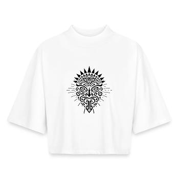 Néo-Zélandaise Haka Maori Danse Néo-Zélandaise Fan de Rugby Kiwi - T-shirt femme coupe boxy recyclé manches mi-longues Stanley/Stella - blanc - Devant - AI Model Female 172 dark (172cm)
