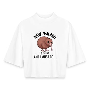New Zealand Is Calling and I Must Go Kiwi Bird - Boxy Women's Recycled 1/2 Sleeved T-Shirt by Stanley/Stella - white - Front - AI Model Female 172 dark (172cm)