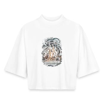 Cemetery Goth Humor - Boxy Women's Recycled 1/2 Sleeved T-Shirt by Stanley/Stella - white - Front - AI Model Female 172 dark (172cm)
