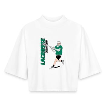 Lacrosse Player - Boxy Women's Recycled 1/2 Sleeved T-Shirt by Stanley/Stella - white - Front - AI Model Female 172 dark (172cm)