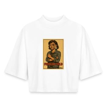 Affiche Problem Child Daisy Rebel - T-shirt femme coupe boxy recyclé manches mi-longues Stanley/Stella - blanc - Devant - AI Model Female 172 dark (172cm)