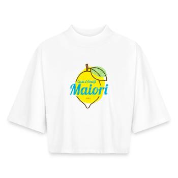 Maiori Costa d’Amalfi, Citron, Italie, Côte amalfitaine - T-shirt femme coupe boxy recyclé manches mi-longues Stanley/Stella - blanc - Devant - AI Model Female 172 dark (172cm)