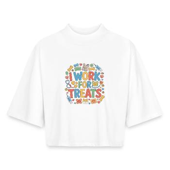 Vet Tech I Work For Treats Pet Care Animal Lover - Boxy Women's Recycled 1/2 Sleeved T-Shirt by Stanley/Stella - white - Front - AI Model Female 172 dark (172cm)