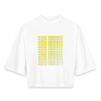 Acid Techno Repeat Neon - Boxy Frauen Recyceltes 1/2 Sleeved T-Shirt by Stanley/Stella - Weiß - Vorne - AI Model Female 172 dark (172cm)