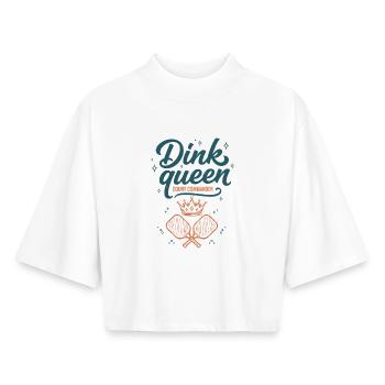 Joueur de Pickleball Dink Queen Court Commander - T-shirt femme coupe boxy recyclé manches mi-longues Stanley/Stella - blanc - Devant - AI Model Female 172 dark (172cm)