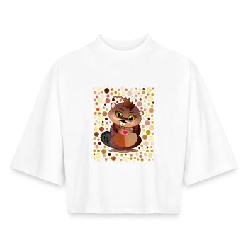 Points de castor - T-shirt femme coupe boxy recyclé manches mi-longues Stanley/Stella - blanc - Devant - AI Model Female 172 dark (172cm)